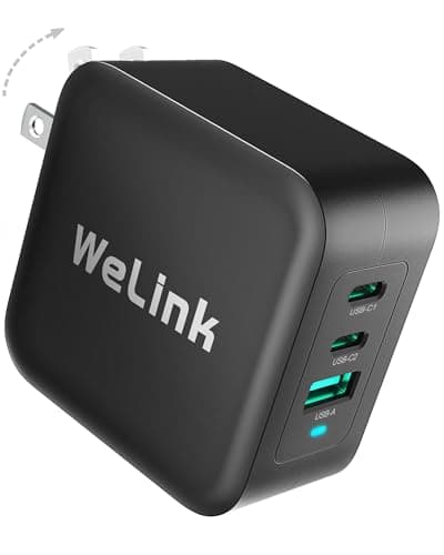 WeLink 100W USB C Charger, GaN PPS 3-Port Fast Compact Foldable USB C Charger Block for MacBook, iPad Pro, Galaxy S24, iPhone 16/15 and More