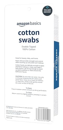 Amazon Basics Double-Tipped Cotton Swabs for Personal Hygiene and Baby Care, Cotton, Versatile, Baby Safe, 500 Count thumbnail 2
