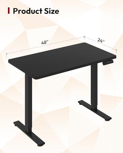 SANODESK Electric Standing Desk 48 x 24 Inches Whole-Piece Desktop Height Adjustable Stand Up Desk w/6-Button Controller Ergonomic Computer Desk for Home Office, Black Frame + Blac thumbnail 3