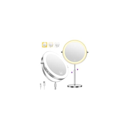 Espejo de Maquillaje Zlroluyn 1X/30X con Luz LED, Ajustable y Doble Cara (Níquel)