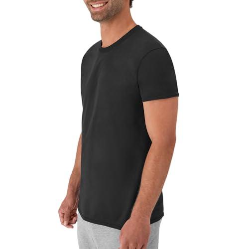 Hanes Mens Cotton, Moisture-wicking Crew Tee Undershirts, Multi-packs, Black/Grey/Blue Assorted - 6 Pack, X-Large US thumbnail 3