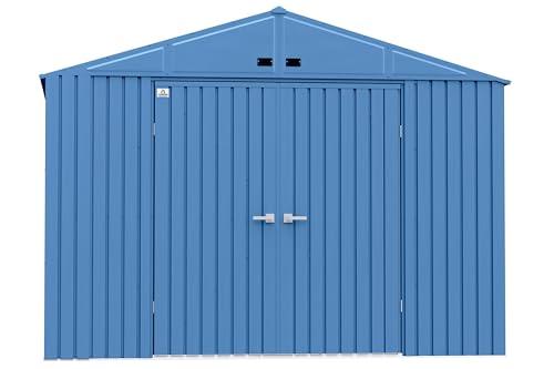 Arrow Shed Elite 10' x 14' Tall Outdoor Steel Storage Shed with High Gable and Lockable Doors Storage Building, Blue Grey thumbnail 13