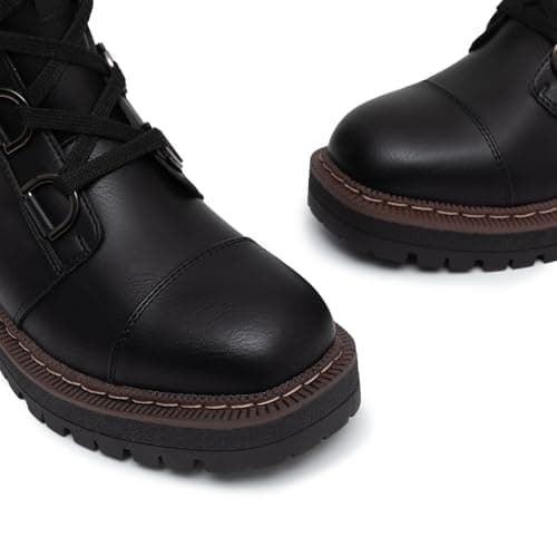 Women's Low Chunky Heel Lace-Up Platform Ankle Combat Boots Black Size 7 thumbnail 5