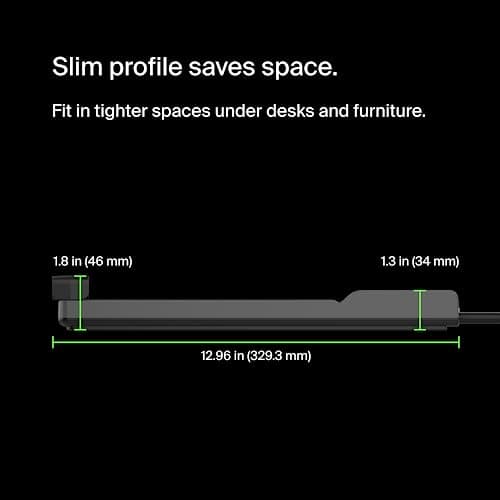 Belkin 12-Outlet Surge Protector Power Strip w/ 12 AC Outlets & 8ft Flat Plug, UL-Listed Heavy-Duty Extension Cord for Home, Office, Travel, Computer, Laptop, Charger - 3,780 Joule