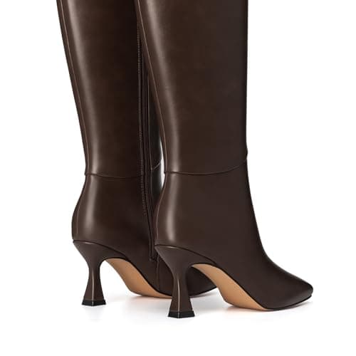 Miniatura de Botas Altas Athlefit con Tacón Gatito y Punta Cuadrada para Mujer, Café 6