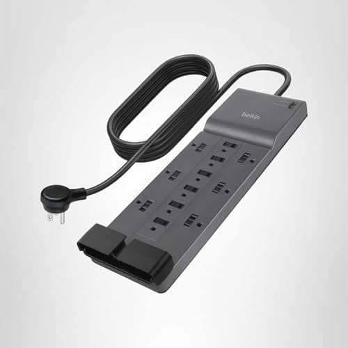 Belkin 12-Outlet Surge Protector Power Strip w/ 12 AC Outlets & 8ft Flat Plug, UL-Listed Heavy-Duty Extension Cord for Home, Office, Travel, Computer, Laptop, Charger - 3,780 Joule