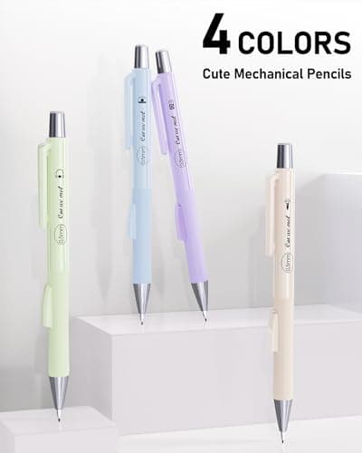 Four Candies Cute Mechanical Pencil Set with Case, 4PCS 0.5mm Pastel Fast Click Aesthetic Mechanical Pencils with 480PCS HB Lead Refills, 2 Erasers, 12 Eraser Refills School Suppli thumbnail 2