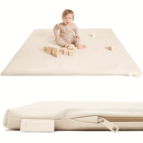 Baby Mat for Floor, Thick Soft Non-Toxic Vegan Leather Baby Play Mat, Waterproof Foam Play Mat, Padded Play Mat for Baby, 50x50 Playpen Mat, Infant Playmat for Baby Girls and Boys,