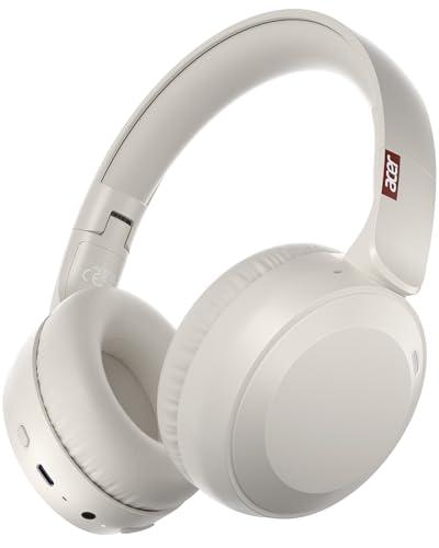 acer Wireless Bluetooth Headphones, 70 Hours Playtime, Foldable Over-Ear Headphones with 40mm Drivers, Memory Foam Earpads, Multipoint Bluetooth 6.0 for Travel, Home, Office, White
