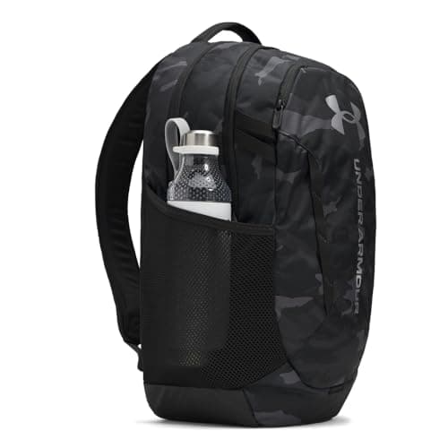 Under Armour Unisex Hustle 6.0 Backpack, (007) Black/Black/Metallic Silver, One Size Fits Most thumbnail 3