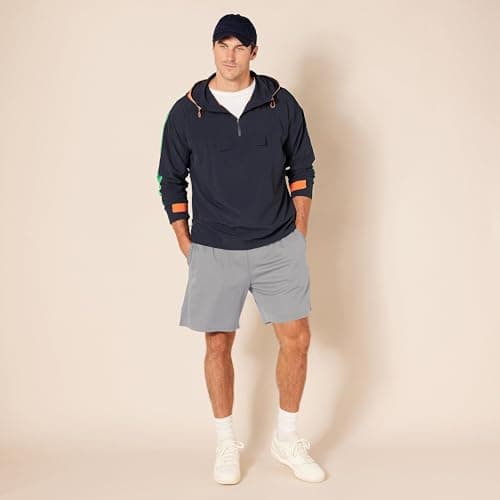 Miniatura de Shorts Deportivos Amazon Essentials para Hombre: Transpirables y Corte Holgado, Paquete de 2 (Gris/Azul Marino, Chico) 8