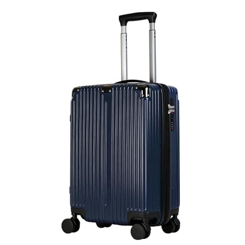 HEJIHUI 20 Inch Carry On Luggage with Spinner Wheels,PC Expandable Hard Shell Suitcase with USB Port,Lightweight Travel Luggage Airline Approved for Men Women (Navy Blue)