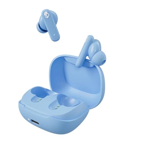 Skullcandy Smokin’ Buds Wireless Earbuds, Bluetooth Headphones, Noise Isolating Fit, Up to 20 Hours Battery, IPX4 Sweat and Water Resistant, Microphone for iPhone Android - Preppy 