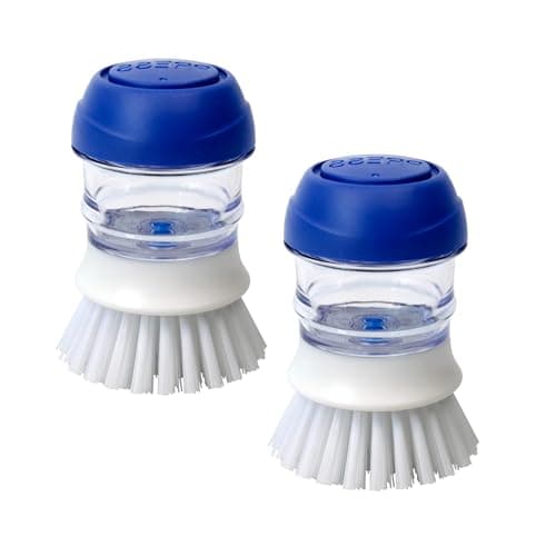 CELOX 2 Pack Dish Brush with Soap Dispenser Soap Dispensing Palm Brush for Cleaning Pots, Dishes