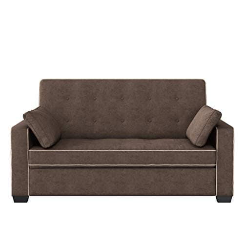 Serta Ainsley 72.6" Convertible Sleeper Sofa, Queen Size, Dreamcoil Comfort, Soft Woven Fabric, Java thumbnail 3