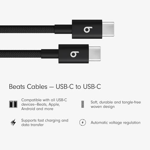 Miniatura de Cables USB-C a USB-C Beats Tejidos (Paquete de 2) - Carga Rápida, Duraderos y Antienredos (1.5 m) - Negro Bolt 2
