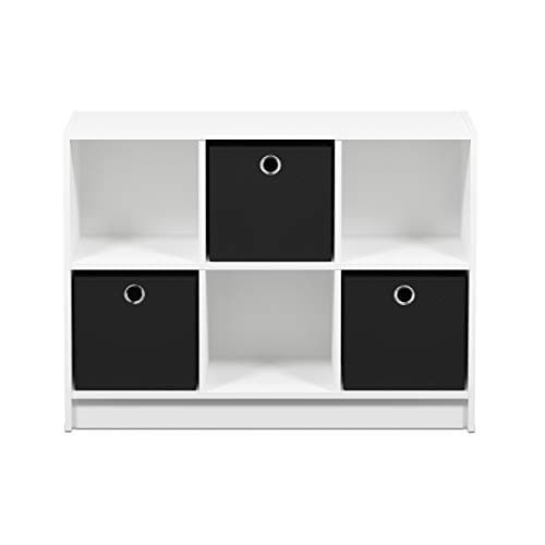 Miniatura de Furinno Basic 3x2 Cube Storage Bookcase Organizer with Bins, White/Black 6
