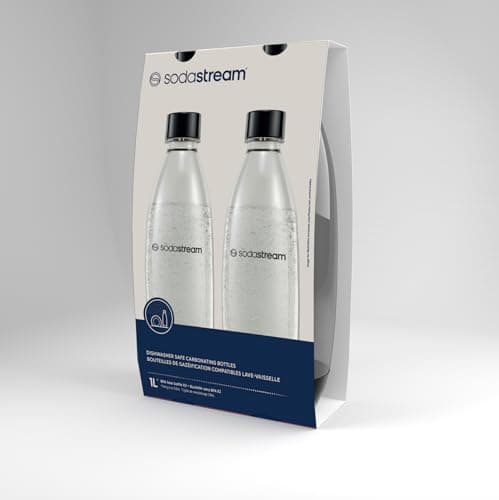 sodastream 1L Twin Pack Carbonated Water Bottle, Dishwasher Safe Slim, 2 Black Reusable Plastic Bottles for Sparkling Water, Soda Stream Compatible with TERRA, ART, ENSO, E-Terra & thumbnail 2