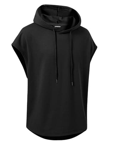 JMIERR Men's Sleeveless Drawstring Hooded Tank Tops Muscle T-Shirt - Casual Spring Summer Fitted Cotton Hoodies Sweatshirts Tee Shirt for Gym Workout Daily Wear, M, Black thumbnail 8