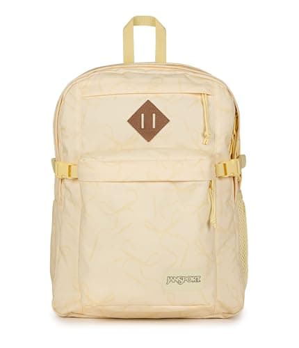 JanSport Main Campus Backpack - Travel or Work backpack w 15-Inch Laptop Sleeve and Dual Water Bottle Pockets, Rows Of Bows Natural/Lemon Ice