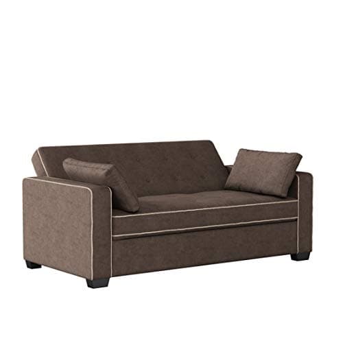 Serta Ainsley 72.6" Convertible Sleeper Sofa, Queen Size, Dreamcoil Comfort, Soft Woven Fabric, Java thumbnail 8