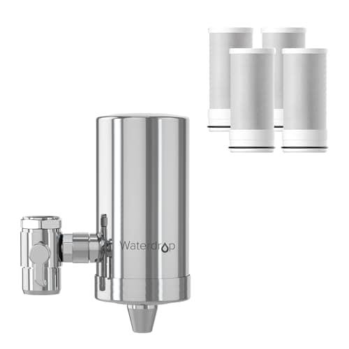 Waterdrop FC-06 Water Filter for Sink Faucet, 360° Rotating Stainless Steel Sink Water Filter, NSF Certified Faucet Water Filter for Kitchen, Reduce Chlorine, 1280 Gallons 12 Month