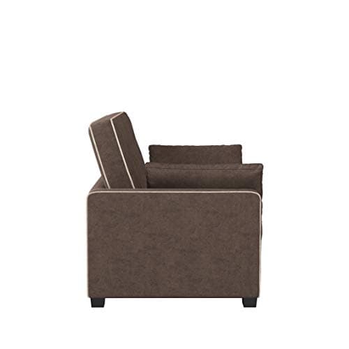 Serta Ainsley 72.6" Convertible Sleeper Sofa, Queen Size, Dreamcoil Comfort, Soft Woven Fabric, Java thumbnail 4