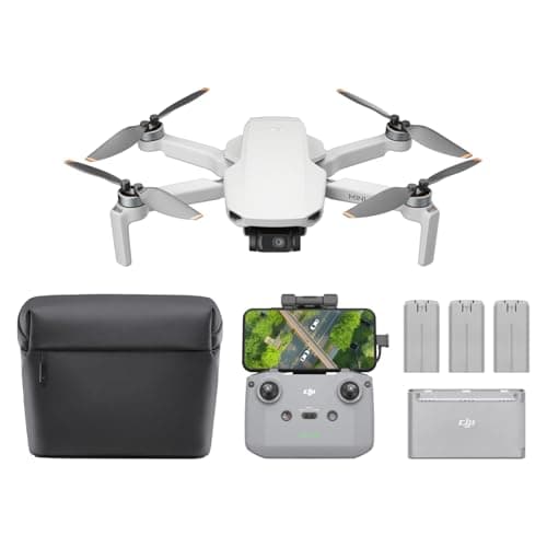 DJI Mini 4K Fly More Combo, Drone with 4K UHD Camera for Adults, Under 249 g, 3-Axis Gimbal Stabilization, 10km Video Transmission, Auto Return, 3 Batteries for 93-Min Max Flight T