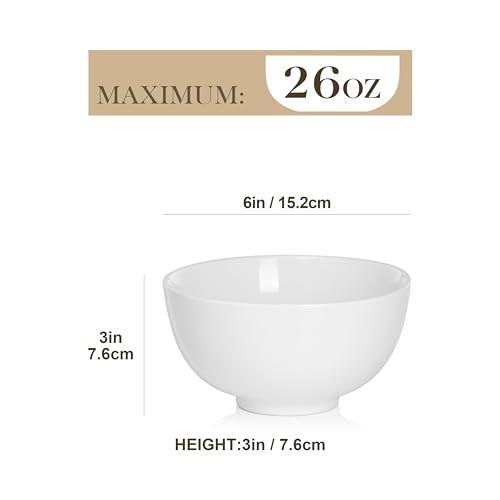 Miniatura de MALACASA: Juego de 6 Tazones de Porcelana Blancos 26 oz para Sopa y Cereal 2