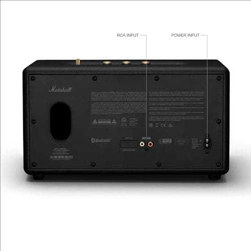 Marshall Stanmore III Bluetooth Home Speaker - Loud Stereo Sound with Bass and Treble Controls | Plug-in Powered | Record Player Compatible | RCA and 3.5mm Aux Inputs - Black thumbnail 8