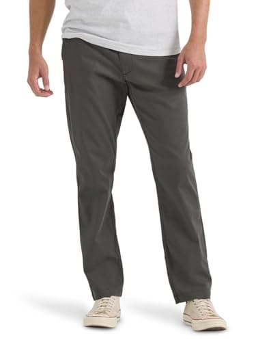 Lee Men's Extreme Motion Flat Front Relaxed Taper Pant Static Gray 34W x 30L