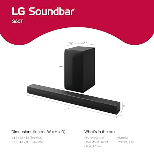 LG S60T 3.1 ch. Soundbar with Wireless Subwoofer, Dolby Audio, TV Synergy, Wow Interface, AI Sound Pro thumbnail 6