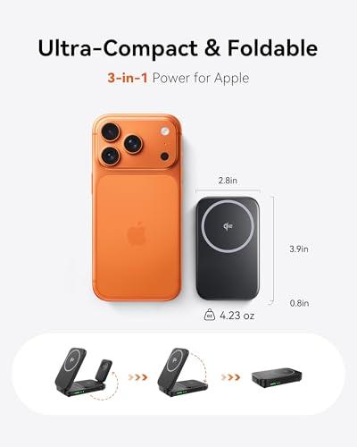 Base de Carga Inalámbrica INIU 3 en 1 Qi2 Plegable para Apple