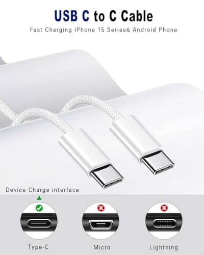 Miniatura de Cable USB-C a USB-C Wangmai, paquete de 2 de 1.8m y 60W, carga rápida para iPhone 15/16 y Samsung 2