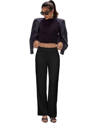 Sampeel Dress Pants for Women Work Pants Wide Leg Palazzo Business Casual Outfits Office Black Slacks Fashion Clothing Summer Outfits Vacation Spring Clothes Stretchy Trouser Pocke thumbnail 6