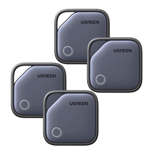 UGREEN FineTrack Air Tracker Tags (iOS Only) 4 Pack, 2-Year Replaceable Battery Bluetooth Tracker Compatible with Apple Find My, Item Finder Smart Tag for Keys, Luggage - [Apple Fi