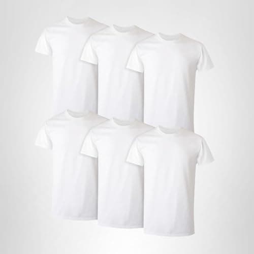 Hanes Mens Cotton, Moisture-wicking Crew Tee Undershirts, Multi-packs, White - 6 Pack, Medium US thumbnail 9