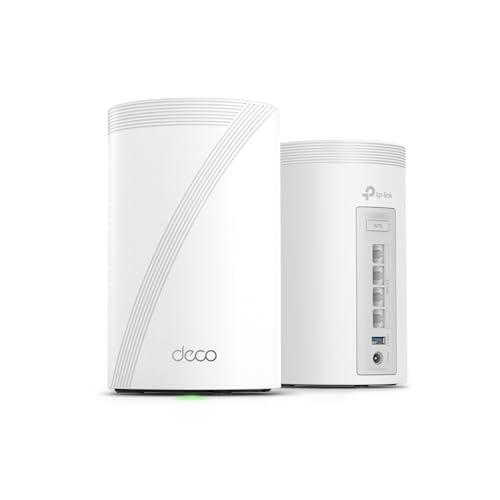 TP-Link Deco 7 Pro BE63 Tri-Band WiFi 7 BE10000 Whole Home Mesh System- 6-Stream 10 Gbps, 4x2.5G Ports Wired Backhaul, 4X Smart Internal Antennas, VPN, HomeShield, Free Expert Supp
