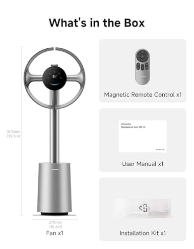 DREAME Bladeless Tower Fan for Bedroom, Smart Standing Fan with 270° Spatial Airflow for Whole-Room Circulation, 59ft/s High Velocity, 10 Speeds 3 Modes, Temperature-Adaptive Airfl thumbnail 9