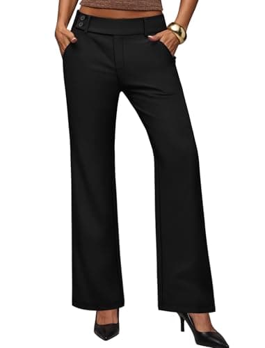 Sampeel Dress Pants for Women Work Pants Wide Leg Palazzo Business Casual Outfits Office Black Slacks Fashion Clothing Summer Outfits Vacation Spring Clothes Stretchy Trouser Pocke thumbnail 2