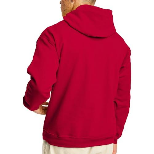 Hanes Men's Pullover EcoSmart Hooded Sweatshirt, Deep Red, Large thumbnail 2