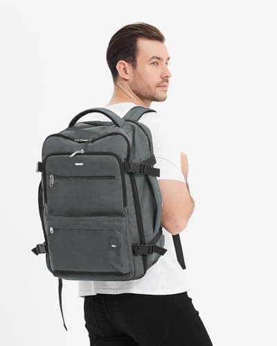 WANDF Personal Item Travel Bag 18x14x8, Carry On Laptop Backpack（Grey） thumbnail 9