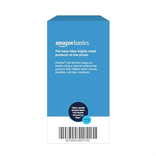 Amazon Basics 13 Gallon Tall Kitchen Drawstring Trash Bags, Flextra Strength, Clean Fresh Scent, Tear Resistant, 0.9 mil Thickness, 10% Post Consumer Recycled, 120 Count thumbnail 6