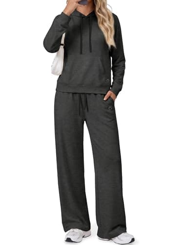 Showitty Women's 2 Piece Lounge Set Hoodie Wide Leg Pants Airport Travel