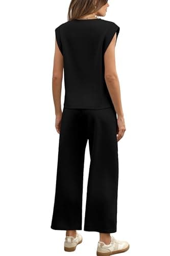 Sampeel Two Piece Sets for Women 2026 Summer Comfiest Airport Outfits Lounge Set Soft Matching Sets Spring Fashion Clothing Trendy Beach Vacation Clothes Cruise Outfits Black M thumbnail 5