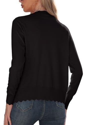 GRECERELLE Women's Long Sleeve V-Neck Button Down Cardigan Knit Shrugs Sweaters(Black, Large) thumbnail 4