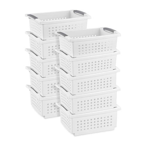 Sterilite: 10 Canastas Organizadoras Apilables Blancas para Cocina, Baño y Hogar