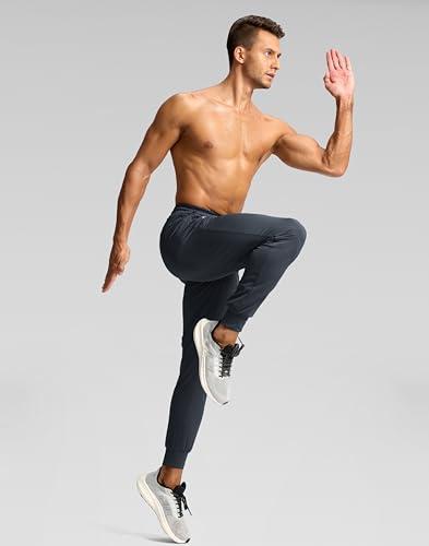 Pudolla Men's Lightweight Workout Pants for Men 4-Way Stretch Joggers Mens Gym Pants Mens Athletic Joggers(Dark Grey L)