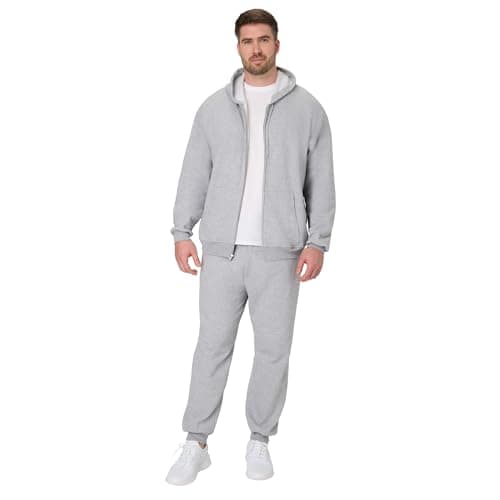 Hanes Men's Full-Zip Eco-Smart Hoodie, Light Steel, X-Large thumbnail 4