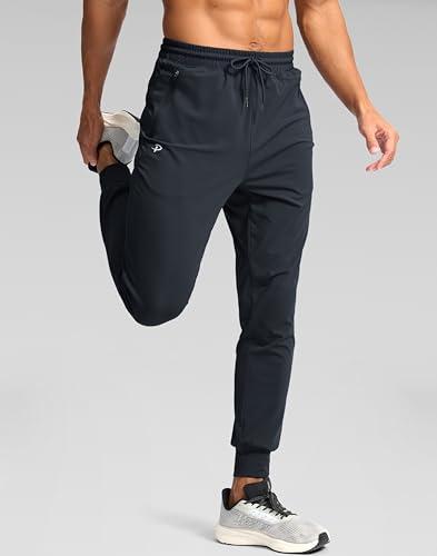 Pudolla Men's Lightweight Workout Pants for Men 4-Way Stretch Joggers Mens Gym Pants Mens Athletic Joggers(Dark Grey L)